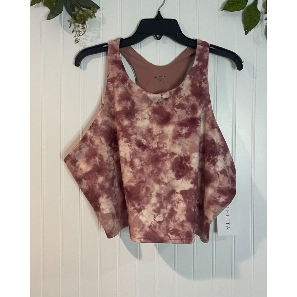 Athleta Womens Tie-Dye Tank Top 3X Polyester Spandex Blend Pink & White